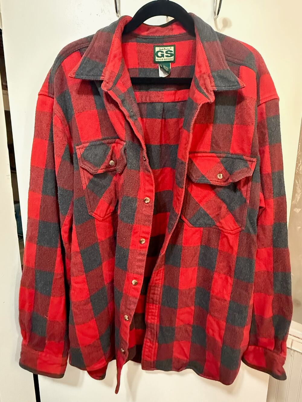 Gander Mountain Guide Series red and black buffalo check plaid flannel shirt 2XL